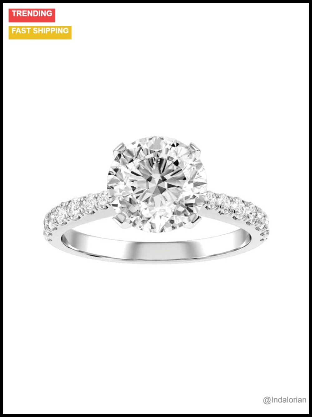 3.2 Carat Moissanite Engagement Ring Platinum Plated Silver Wedding Ring